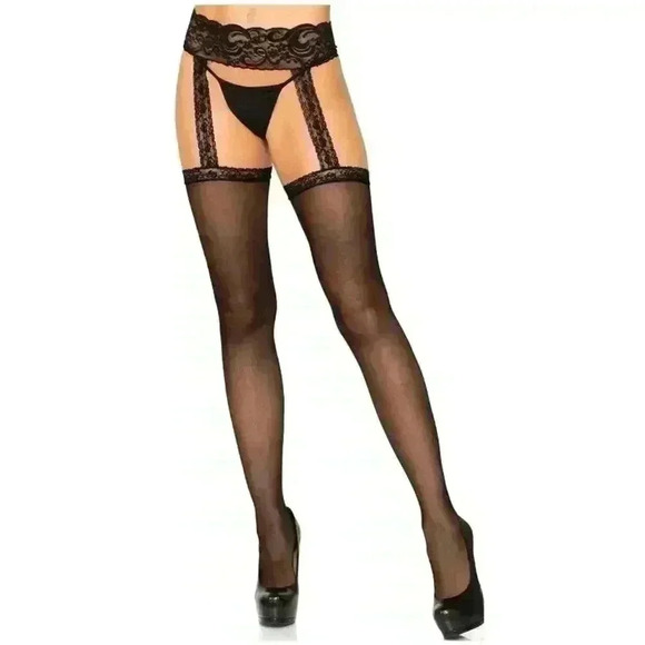 Spirit Halloween Accessories - Lace Top Sheer Garter Belt Stockings